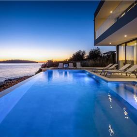 3 x 5 bedroom seafront villa with heated infinity pool near Rogoznica, sleeps 10